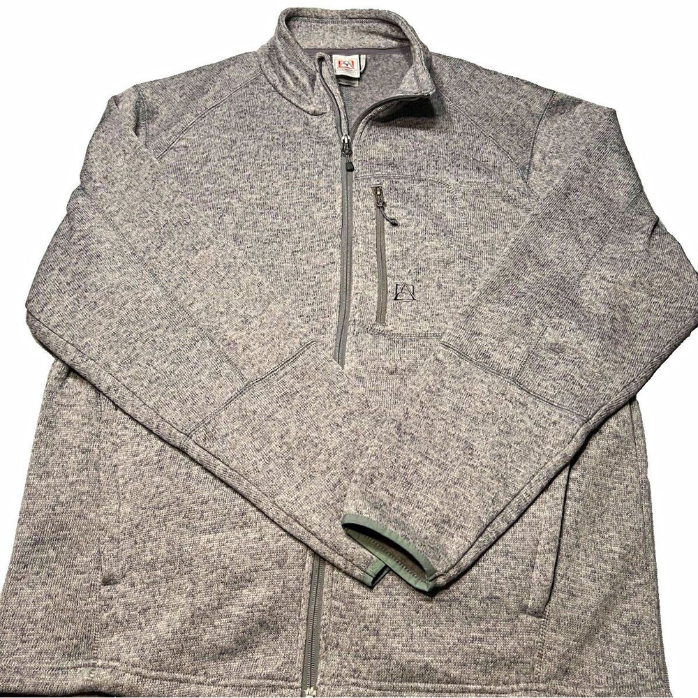 Avalanche Men’s Gray Full Zip Fleece Jacket Stand-Up Collar Regular Fit XL